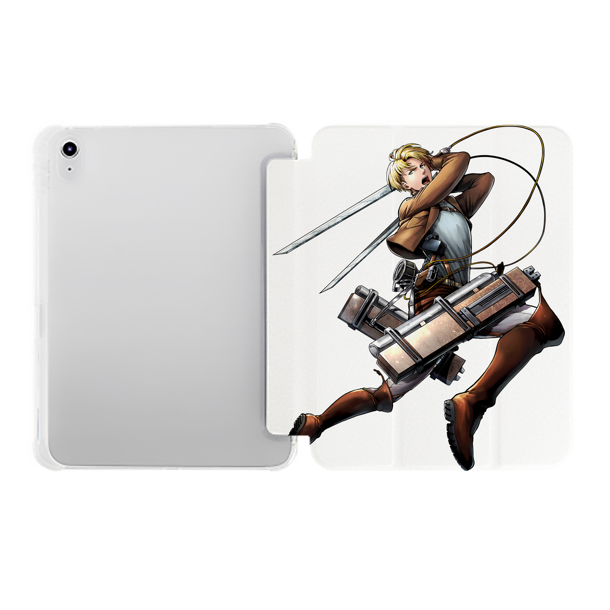（画像用） 進撃の巨人 Attack on Titan IPad ケース ペン収納付き 三つ折りスタンド PUレザー×シリコン 対応機種9.5/10.5/10.9インチ